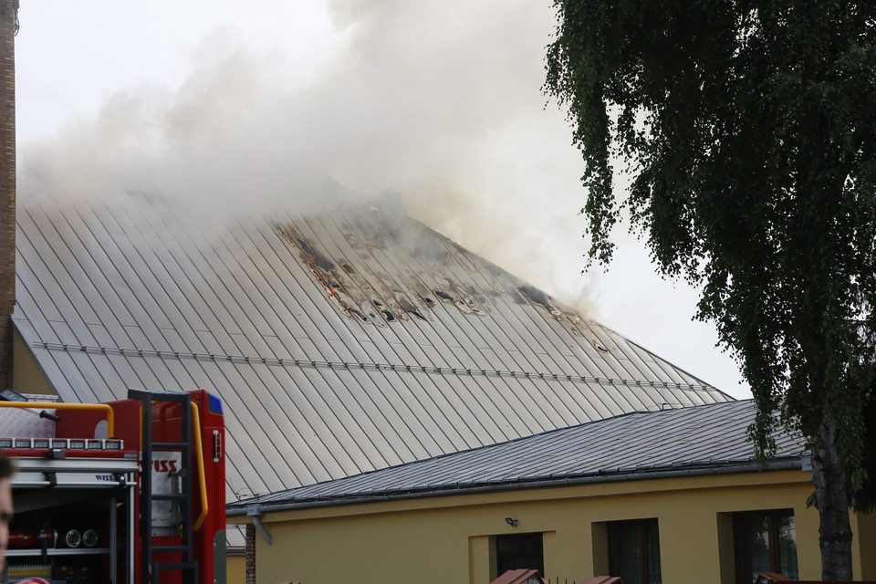 Akcja gaszenia pożaru kościoła pw. św. Floriana w Sosnowcu