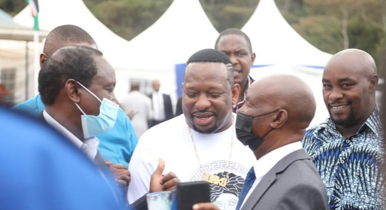 Wiper party leader Kalaonzo Musyoka with former Nakuru Governor Kinuthia Mbugua as Mike Sonko and Kitui Senator