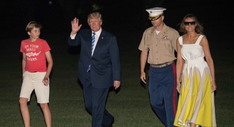 President Donald Trump, with First Lady Melania Trump and son Barron, returned to the White House on Sunday night after a 17-day working vacation