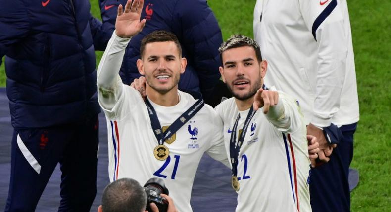 Lucas Hernandez (L) won the Nations League title with France on Sunday alongside his brother Theo (R) Creator: MIGUEL MEDINA