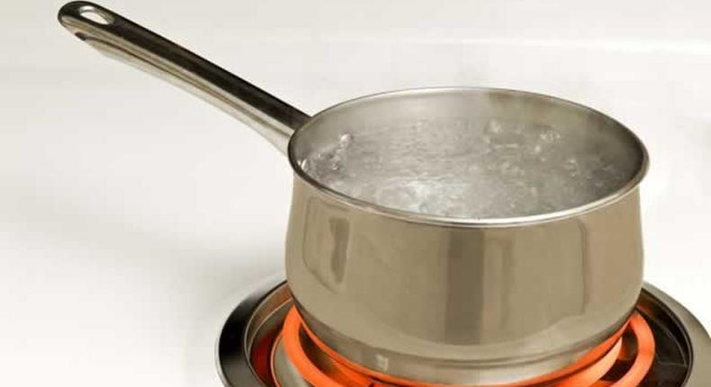 Pot of boiling water