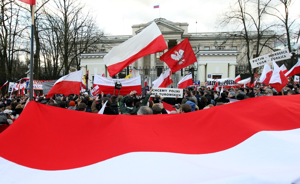 WARSZAWA DEMONSTRACJA PRZED AMBASADĄ ROSYJSKĄ