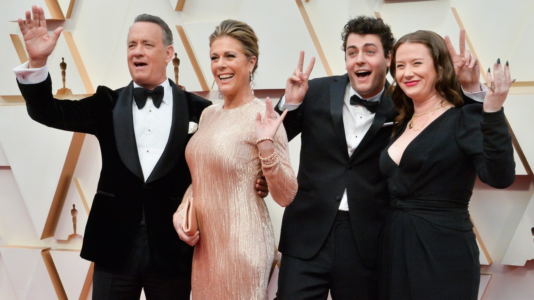 Tom Hanks s manželkou Ritou Wilson, synom Trumanom a dcérou Elizabeth na udeľovaní Oscarov, 9. 2. 2020