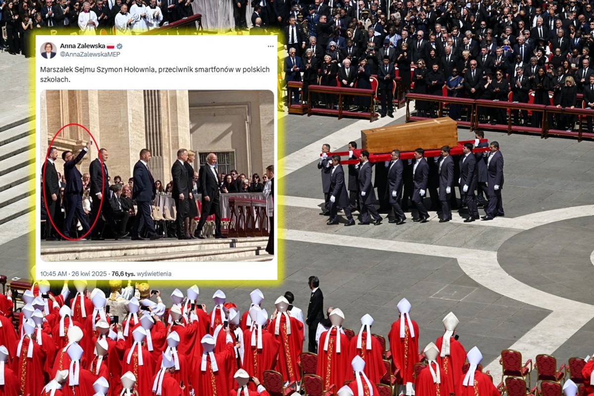 Szymon Hołownia pod ostrzałem za zachowanie na pogrzebie papieża