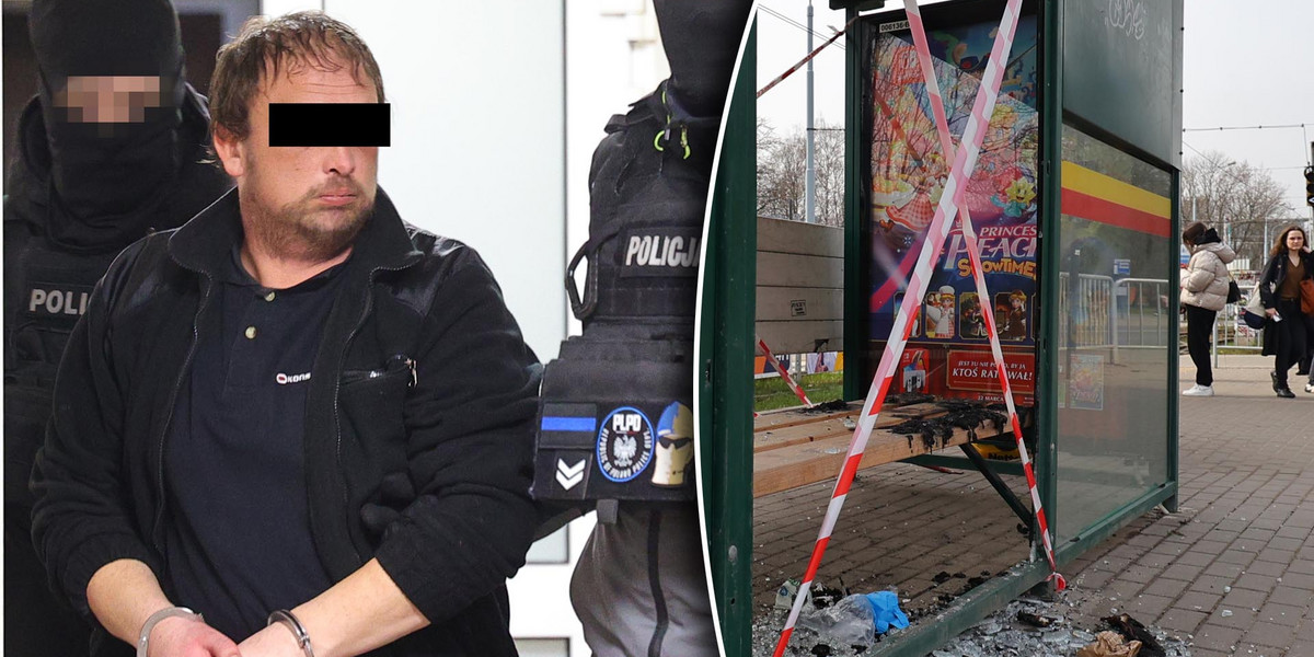 33-latek podpalił niewinnego człowieka na przystanku w Łodzi.