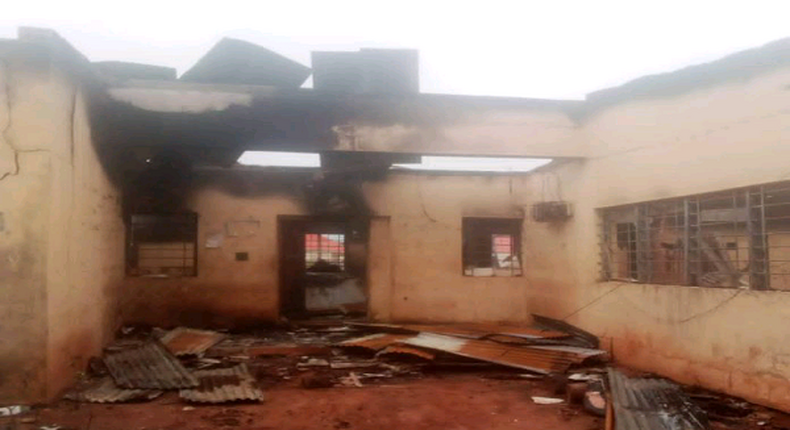 Hoodlums set INEC office ablaze in Enugu. (TheNation)