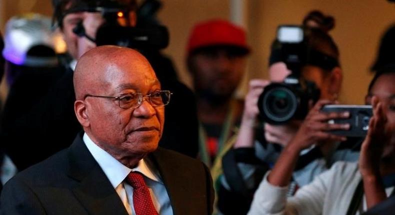 South Africa's President Jacob Zuma arrives for the official announcement of the munincipal election results at the result centre in Pretoria, South Africa, August 6, 2016. REUTERS/Siphiwe Sibeko