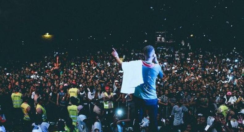 Wizkid, during a live stage performance in Cameroon