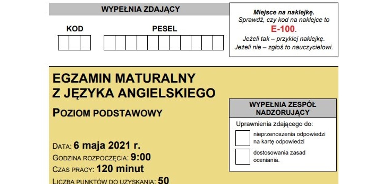 Matura 2021. Egzamin z języka angielskiego: arkusze egzaminacyjne CKE