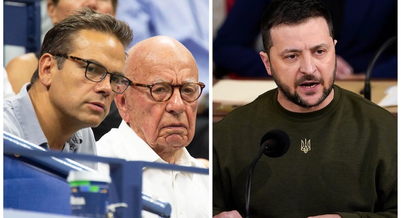 Rupert and Lachlan Murdoch reportedly had separate phone calls with Ukrainian president Volodymyr Zelenskyy.Adrian Edwards/GC Images, AP Photo/Carolyn Kaster