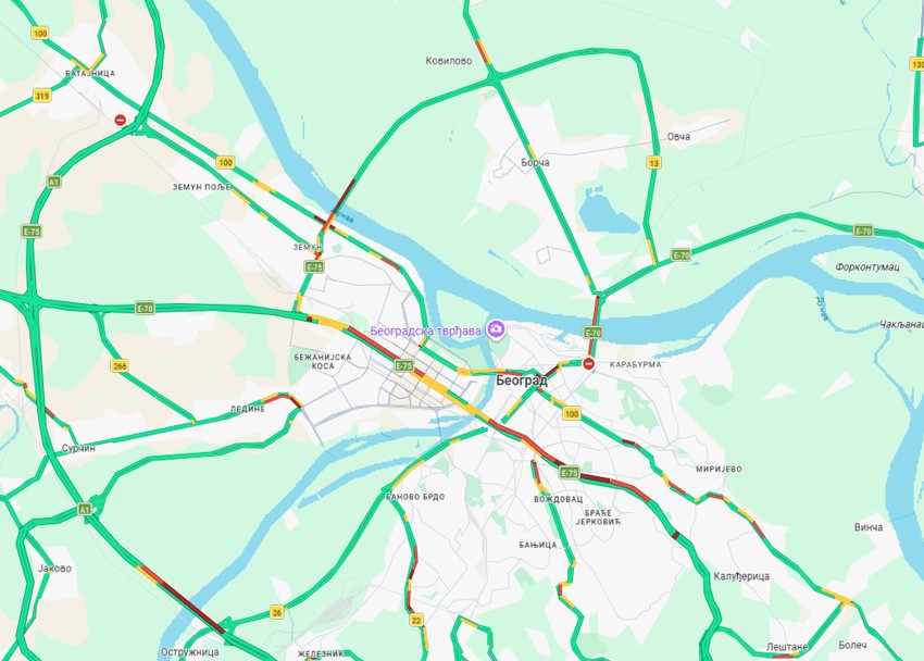 Gužva u Beogradu 3. aprila ujutru