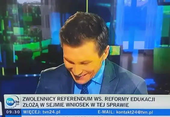 Wpadka w programie na żywo: dziennikarz nie wytrzymał przy newsie o człowieku-kurze