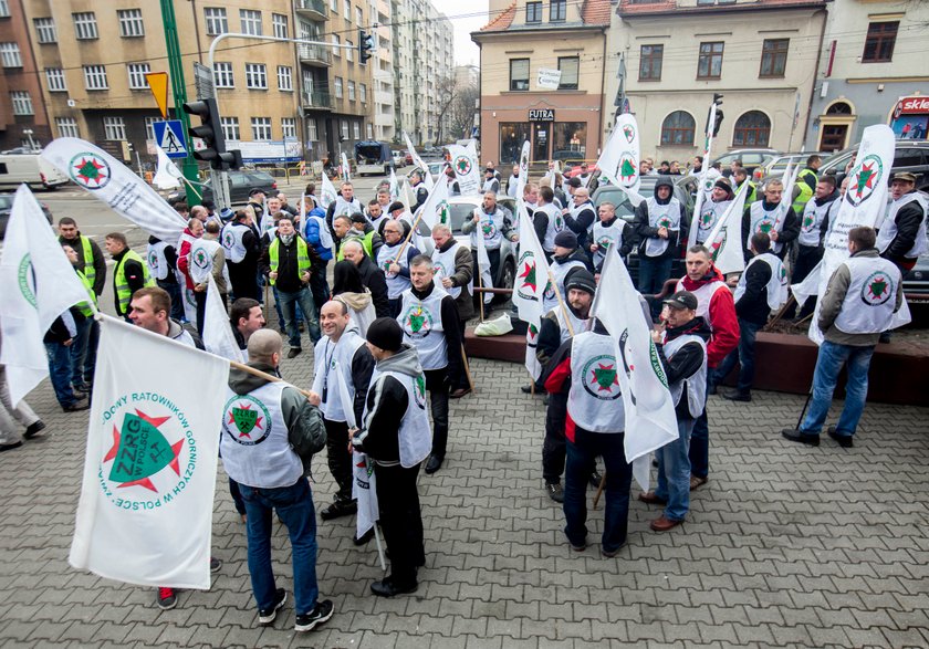 Protest górników w Katowicach