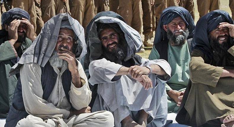 The attack took place in a remote area in the eastern province of Nangarhar after ISIS jihadis intercepted at least a dozen Taliban fighters (pictured) who were fleeing a gun battle with government troops