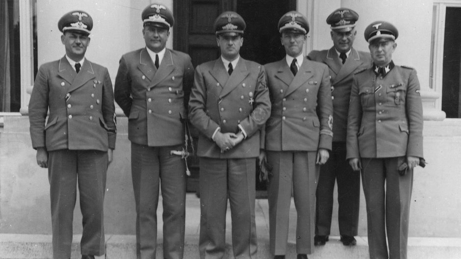 Od lewej: Ernst Kundt, Ludwig Fischer, Hans Frank, Otto Wächter, Ernst Zörner i Richard Wendler
