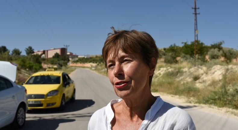 The mother of French photographer Mathias Depardon, Daniele Van de Lanotte, speaks to AFP in Gaziantep, Turkey, on June 8, 2017