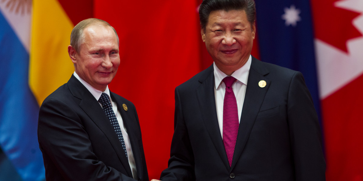 Prezydent Chin Xi Jinping wita prezydenta Rosji Władimira Putina, 2016 r. 