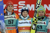 Andreas Wellinger, Kamil Stoch i Jan Ziobro Engelberg