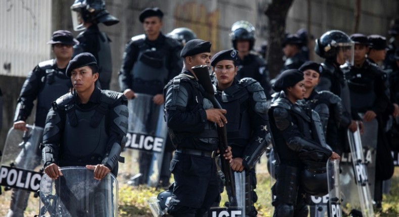 Riot police deploy in Managua after Nicaraguan opposition parties called for a protest against the government of President Daniel Ortega