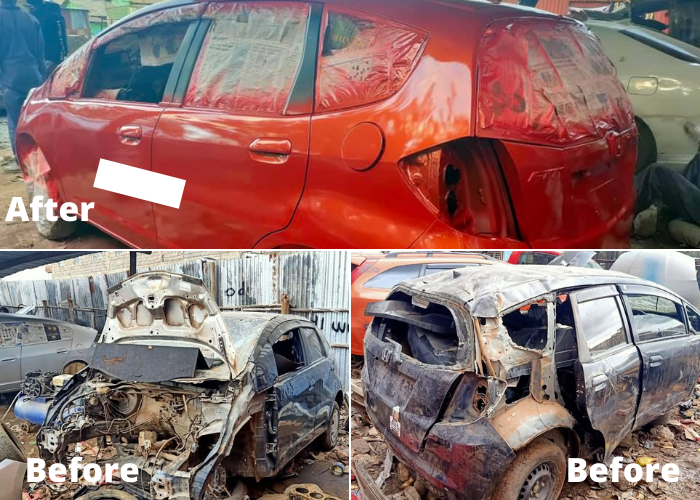 A Honda Fit restored by Wilberforce Wendo