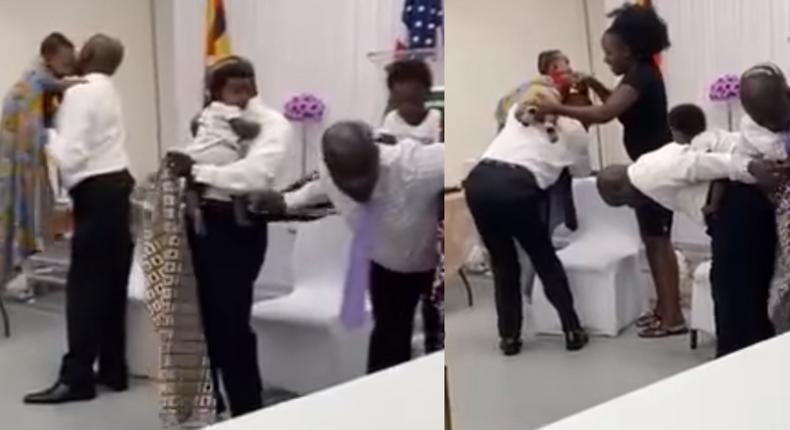 Women laugh hard as men failed to carry babies on their back in a competition (video)