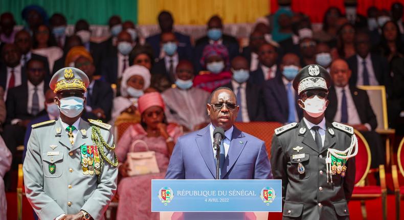 Le président Macky Sall prononce son discours lors de la fête de l'indépendance, le 4 Avril 2022