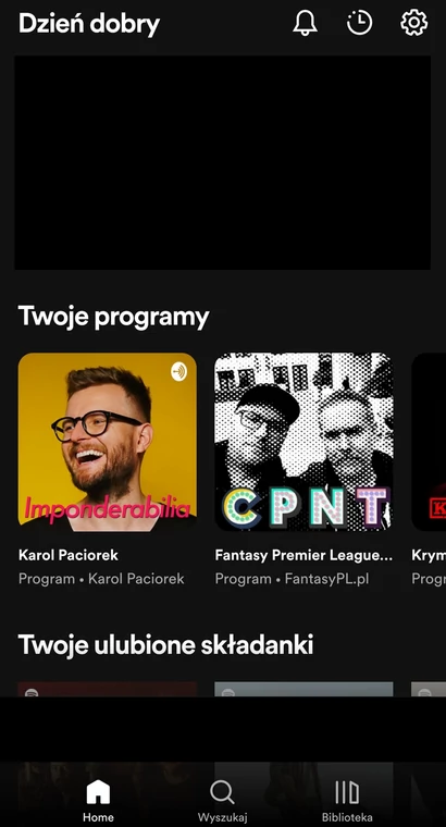 Ekran główny aplikacji Spotify