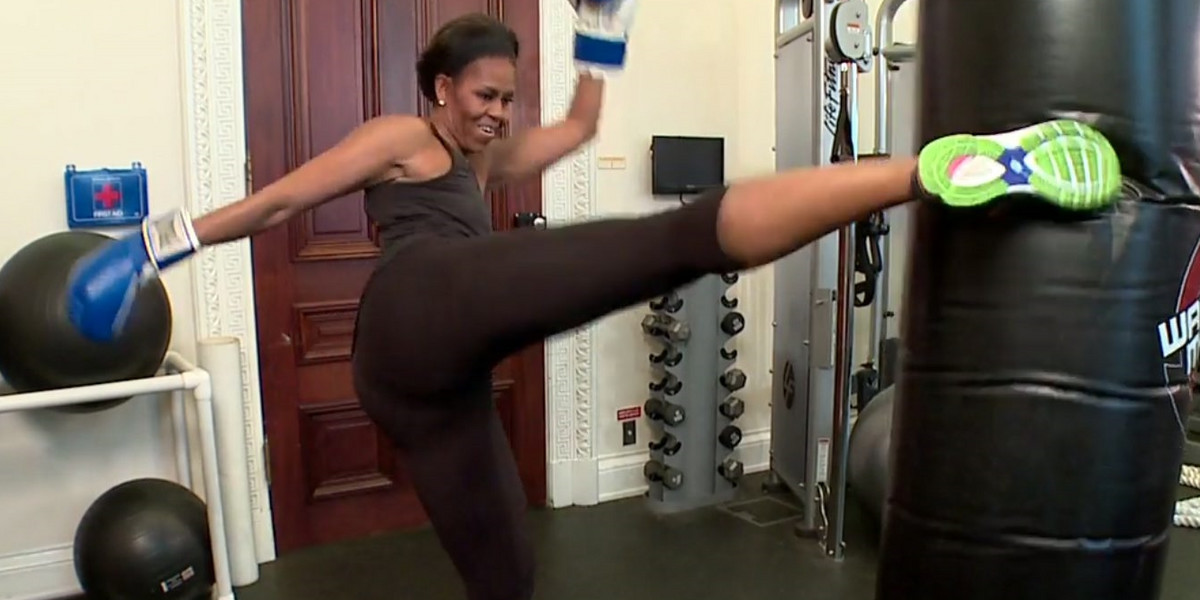 Obamowa trenuje kickboxing