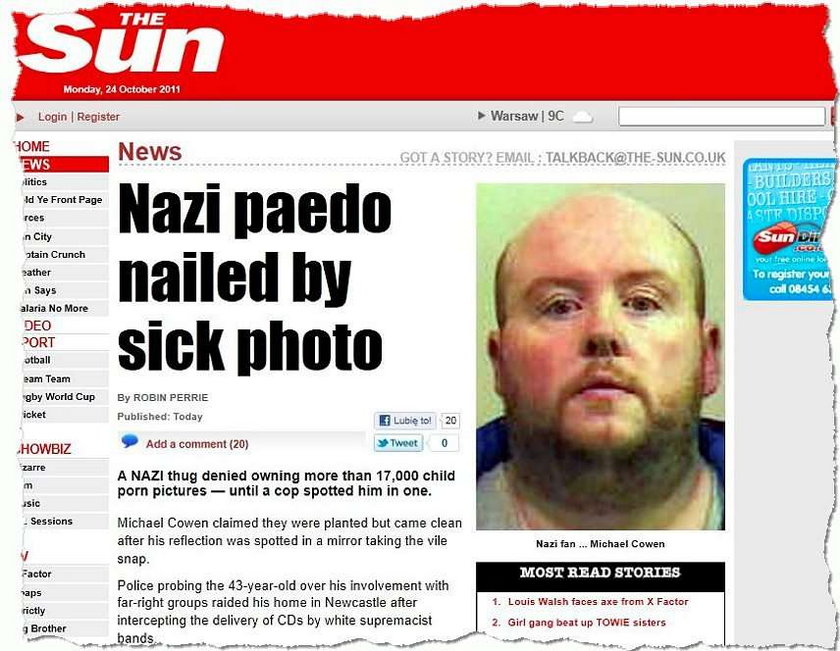 Nazista pedofil złapany w UK