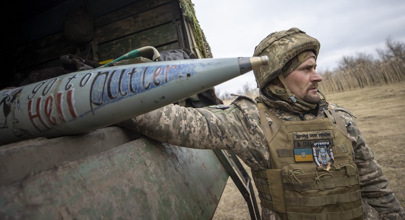 Soldiers of the 59th Motorized Brigade of the Ukrainian army on the frontline, in Donetsk Oblast, Ukraine on January 28, 2023.Photo by Mustafa Ciftci/Anadolu Agency via Getty Images