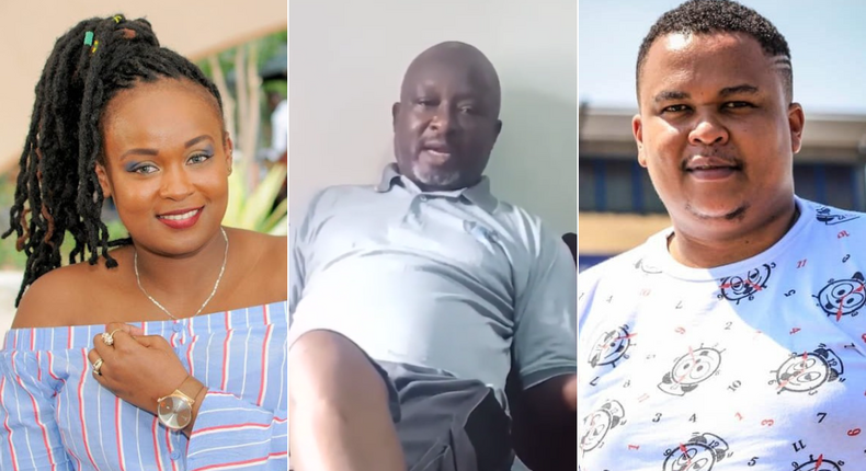 A collage of Sharon Njeri, her father Albert Mwangi and husband DJ Brownskin