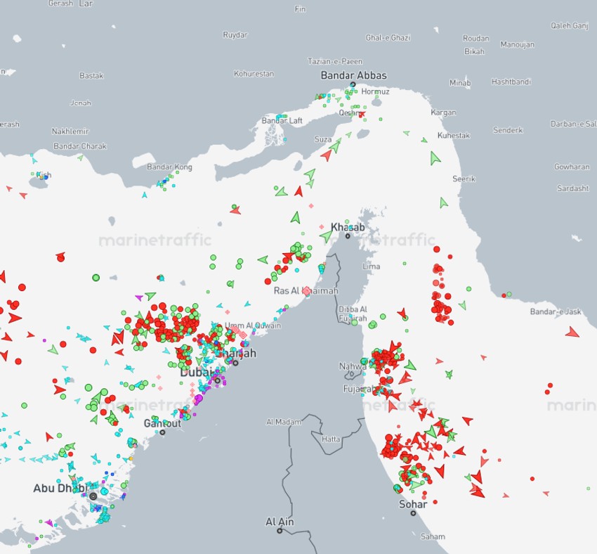 Mapa, blokada Ormuskog moreuza