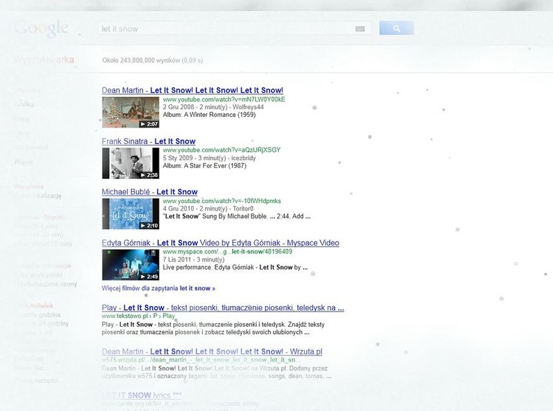 Zimowy prezent od Google - śnieg