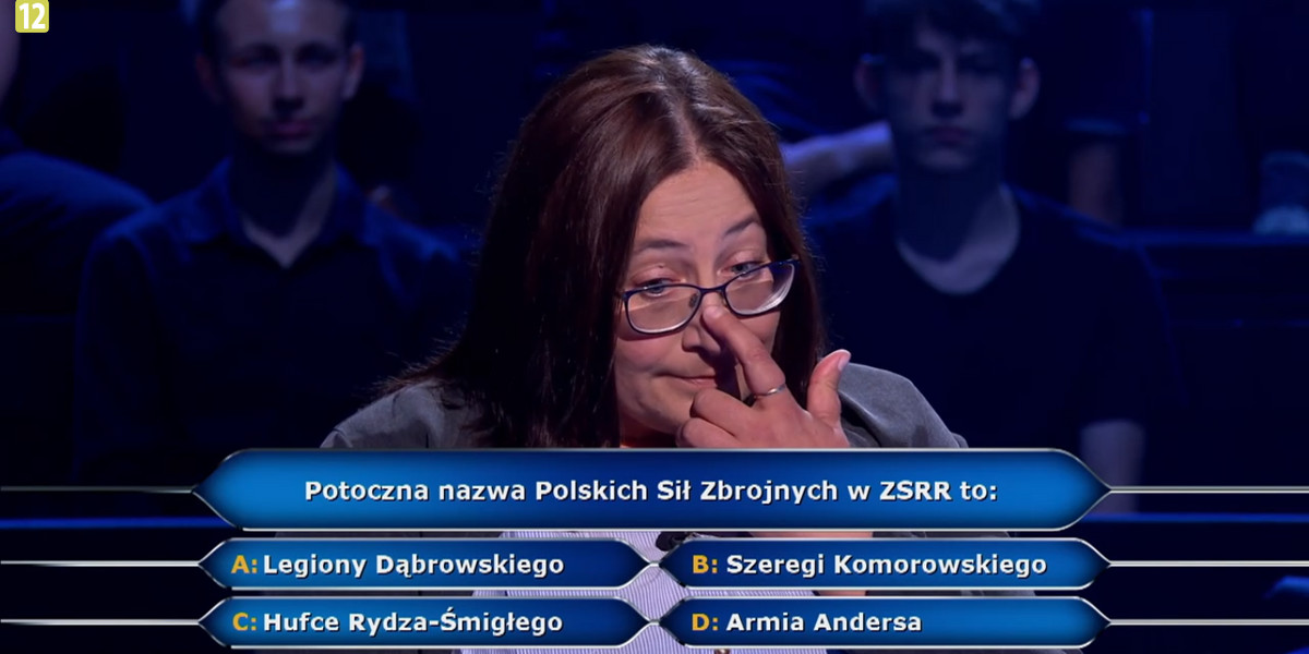 „Milionerzy” Dorota odpadła na pierwszym pytaniu o potoczną nazwę Polskich Sił Zbrojnych w ZSRR! 