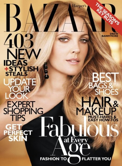 Drew Barrymore w październikowym wydaniu amerykańskiego "Harper's Bazaar"