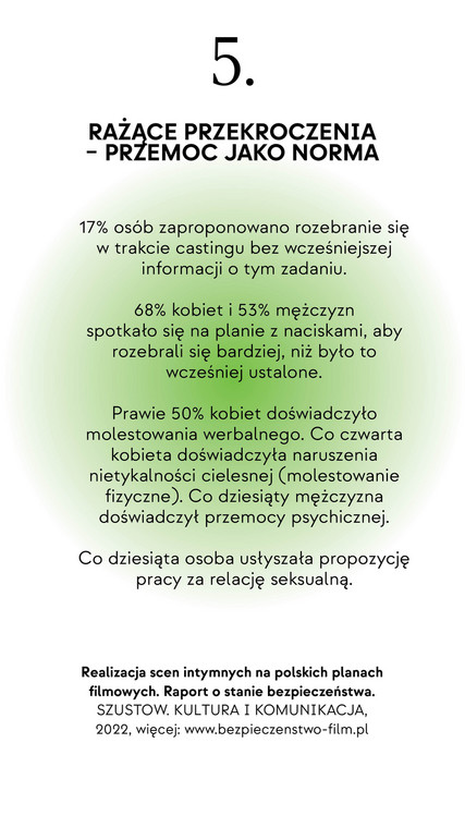 "Realizacja scen intymnych na polskich planach filmowych. Raport o stanie bezpieczeństwa": wyniki badania