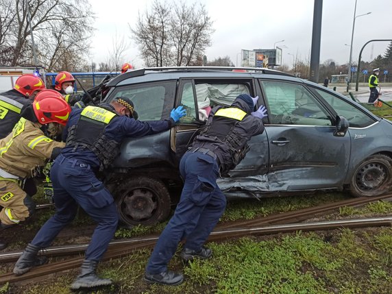 Wypadek na na ul. Kuklińskiego w Krakowie