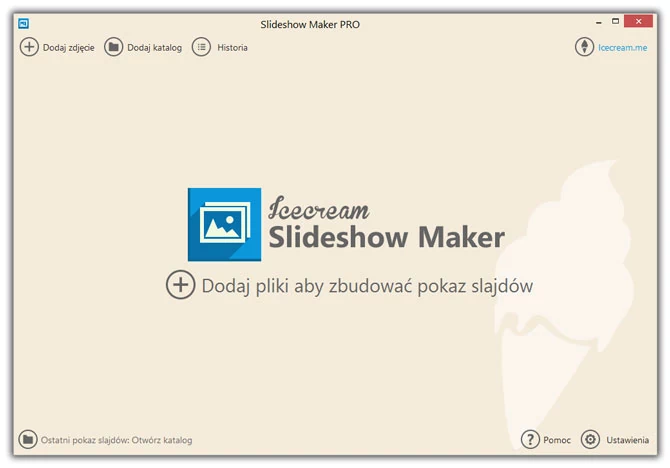 Główne okno programu do tworzenia pokazów slajdów ze zdjęć cyfrowych - IceCream Slideshow Maker Pro