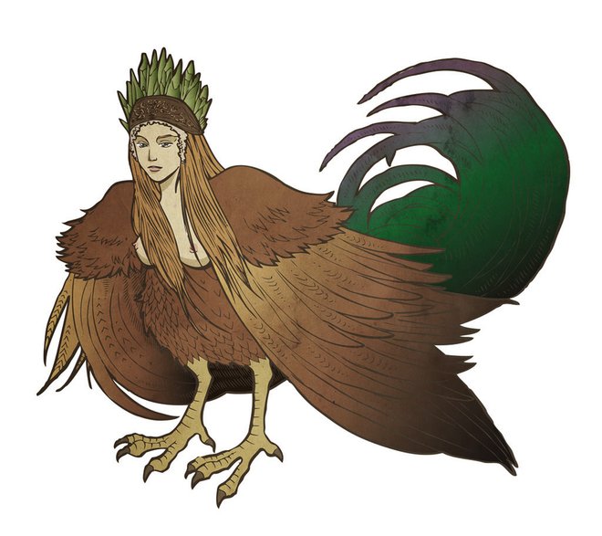 Sirin/ alkonost. (rys. Urszula Metzger)