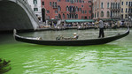 Tajemnicza odblaskowa zielona plama na Canal Grande w Wenecji