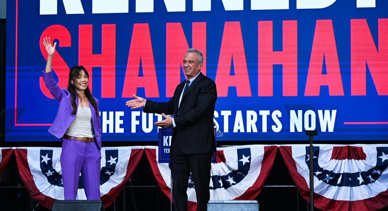 Independent presidential candidate Robert F. Kennedy Jr., right, tapped Silicon Valley attorney Nicole Shanahan as his running mate for the 2024 election.Tayfun Coskun/Anadolu via Getty Images