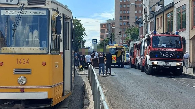 Gázolt a villamos a Városház térnél / Fotó: baleset-info.hu