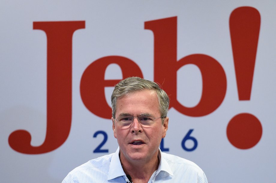 Jeb Bush at a campaign rally at the Veterans Memorial Leisure Services Center on September 17, 2015, in Las Vegas.