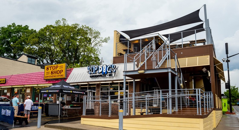 The storefront for Sup Dogs, a popular hot dog bar and restaurant that counts Donaldson as a fan.