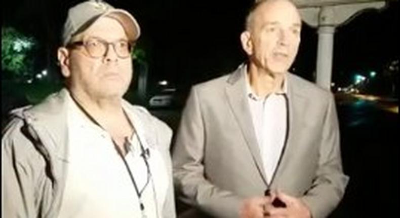 Dan Heyman (left) with his lawyer in a Periscope screenshot