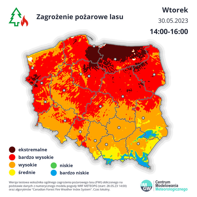 Bardzo duże i ekstremalne zagrożenie pożarowe w polskich lasach