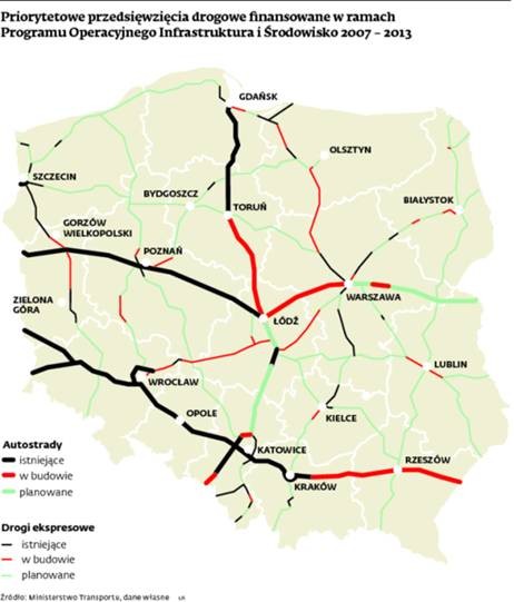 Priorytetowe przedsięwzięcia drogowe finansowane w ramach Programu Operacyjnego Infrastruktura i Środowisko 2007-2013