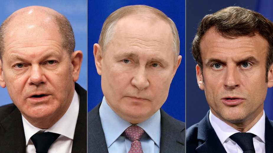 Schloz, Putin i Macron