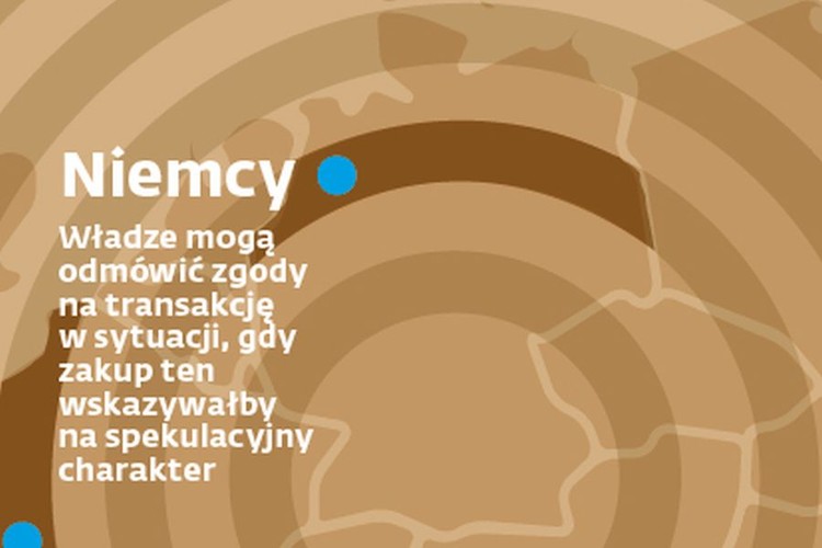 <b>Niemcy</b>
<br>
<br>
W tym kraju przeniesienie własności gruntu podlega kontroli administracyjnej. Władze mogą odmówić zgody na transakcję w sytuacji, gdy: zakup prowadziłby do nadmiernej koncentracji gruntów w rękach jednej osoby, zwłaszcza jeśli grunty już przez nią posiadane są wystarczające dla egzystencji jej i jej rodziny; zakupu miałaby dokonać osoba, która nie jest rolnikiem, nie prowadzi osobiście gospodarstwa rolnego i której grunt rolny nie jest potrzebny do stworzenia lub wzmocnienia podstawy egzystencji; zakup gruntu wskazywałby na spekulacyjny charakter, czyli gdy potencjalny nabywca nie zamierza włączyć gruntów do gospodarstwa i w sposób trwały użytkować ich rolniczo; wskutek transakcji dojdzie do nieuzasadnionego gospodarczo podziału lub zmniejszenia, tzn. gospodarstwo straci samowystarczalność gospodarczą lub jego powierzchnia spadnie poniżej 1 ha; gdy cena rażąco odbiega od wartości gruntu, którą w takich sytuacjach ocenia się na podstawie jej wartości dochodowej, a nie rynkowej. 
<br>
<br>
Z tej kontroli wyłączone jest przekazanie gruntu w wyniku spadku, jednak przepisy o dziedziczeniu gospodarstw rolnych mówią, że gospodarstwa nie powinny być wówczas dzielone.