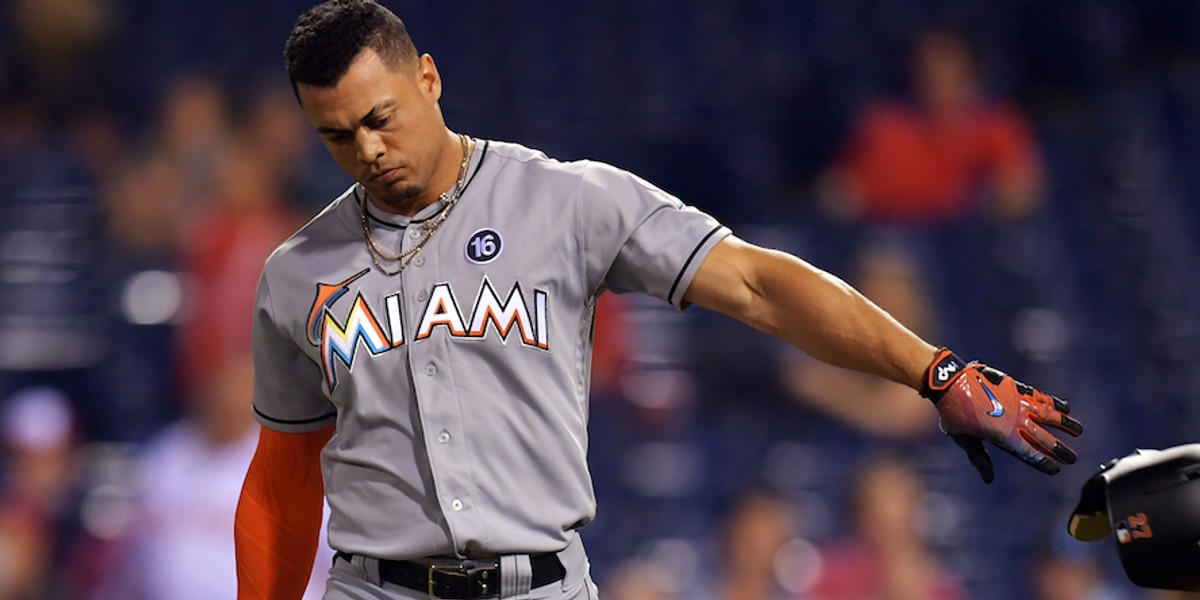 The Marlins reportedly threatened Giancarlo Stanton with another rebuild if he rejects trade